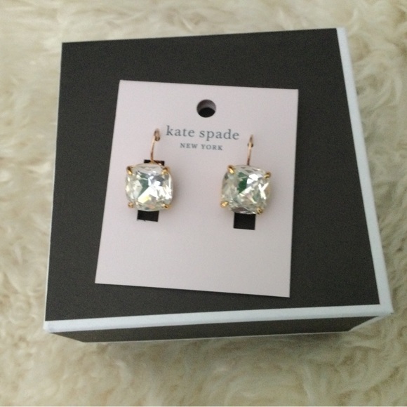 kate spade Jewelry - New Kate Spade NY Drop Earrings Gold tone with Large Cubic Zirconia lever back